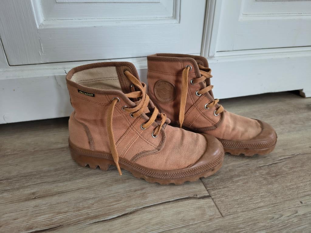 Gave Palladium boots, maat 37. Canvas veterschoenen bruin., Bruin, Onb, Palladium, Onb