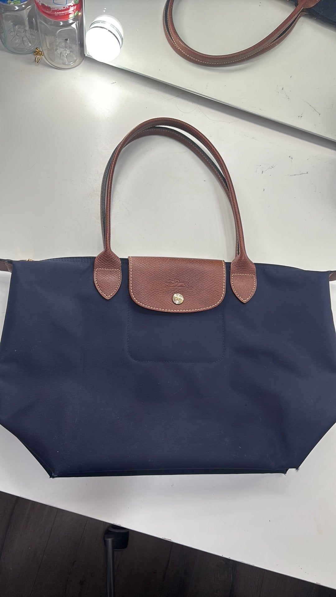 Longchamp tas donkerblauw M, Sieraden, Tassen en Uiterlijk, Tassen | Damestassen, Verzenden, Gebruikt, Blauw, Handtas