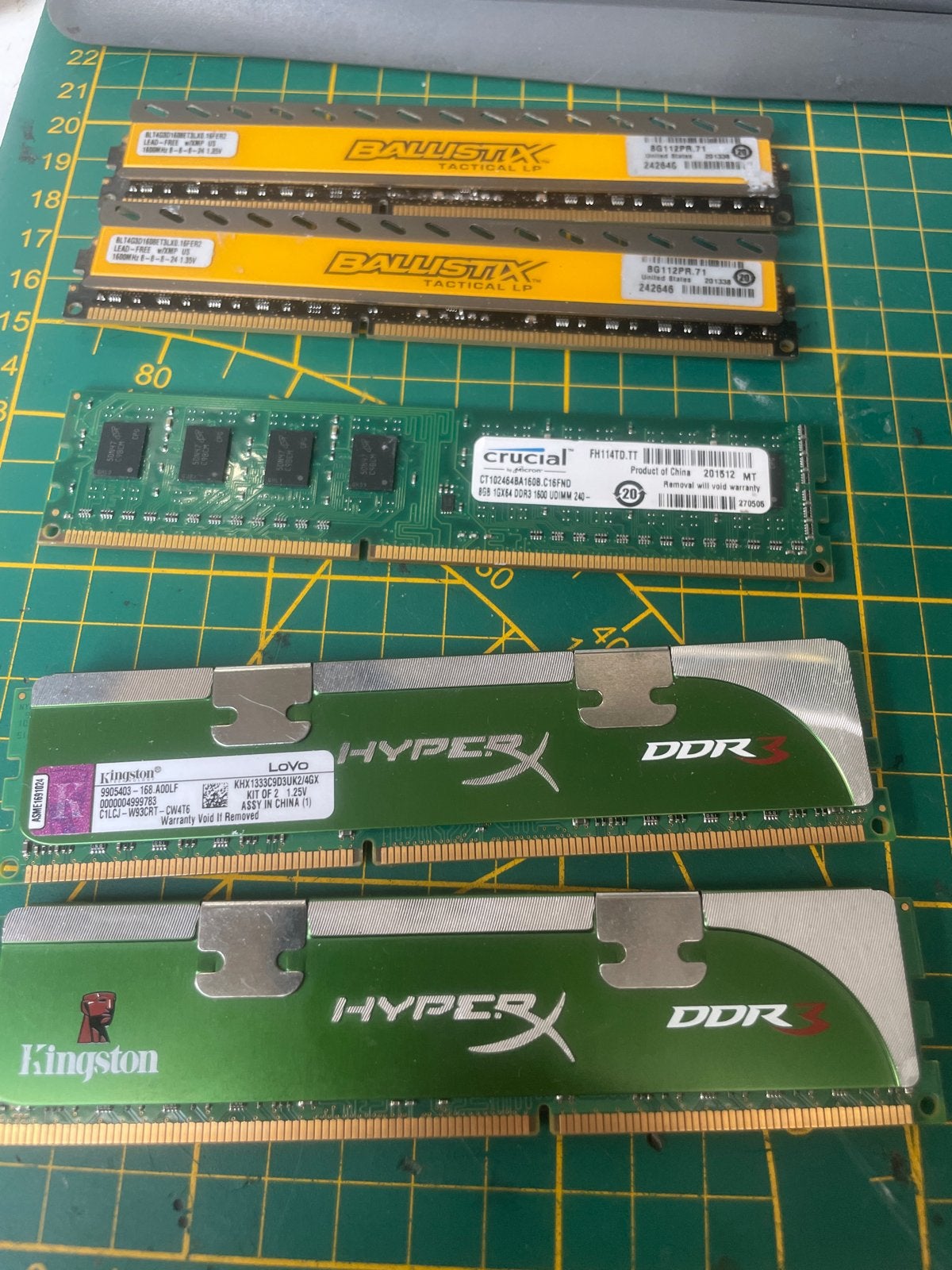 DDR3 RAM Geheugen Bundel - 32GB Totaal (Kingston, Ballistix,, Gebruikt, 32 GB, DDR3, Ophalen of Verzenden