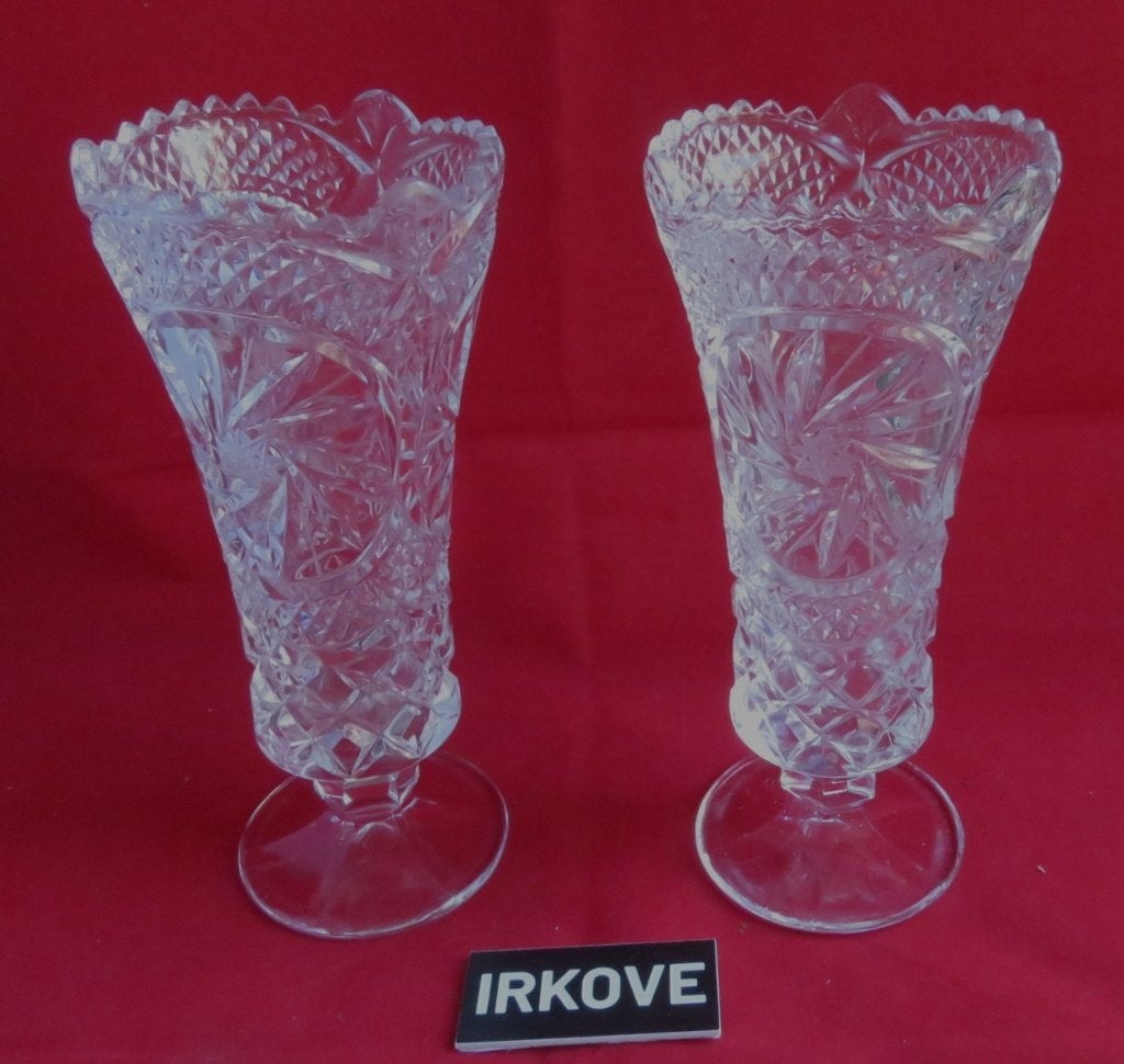 DRIE SETS VAN 2 KRISTALLEN VAZEN * 6 Stuks Dus *, Verzenden, Nieuw, Handgemaakt, Glas