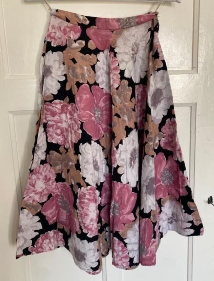 Vintage Gebloemde Katoenen Klokrok, Kleding | Dames, Rokken, Maat 38/40 (M), Overige kleuren, Ophalen of Verzenden, Zo goed als nieuw