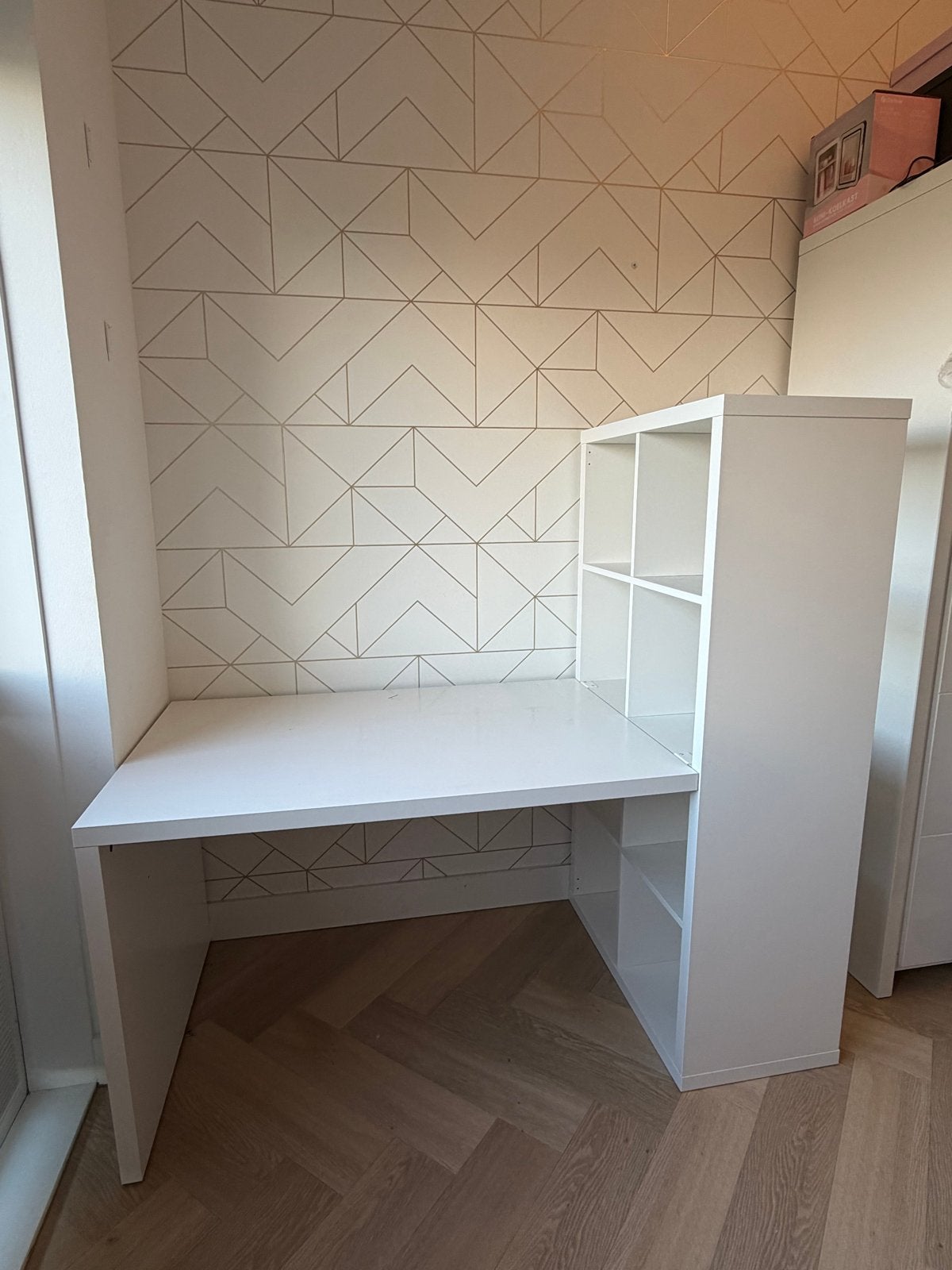 IKEA Kallax kast met bureau - Wit, Ophalen, Opbergruimte, Gebruikt, Spaanplaat of MDF