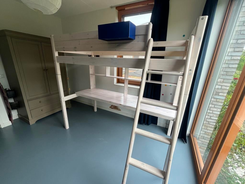 Hoogslaper met bureau Flexa - whitewash, Kinderen en Baby's, Ophalen, Gebruikt, Hoogslaper