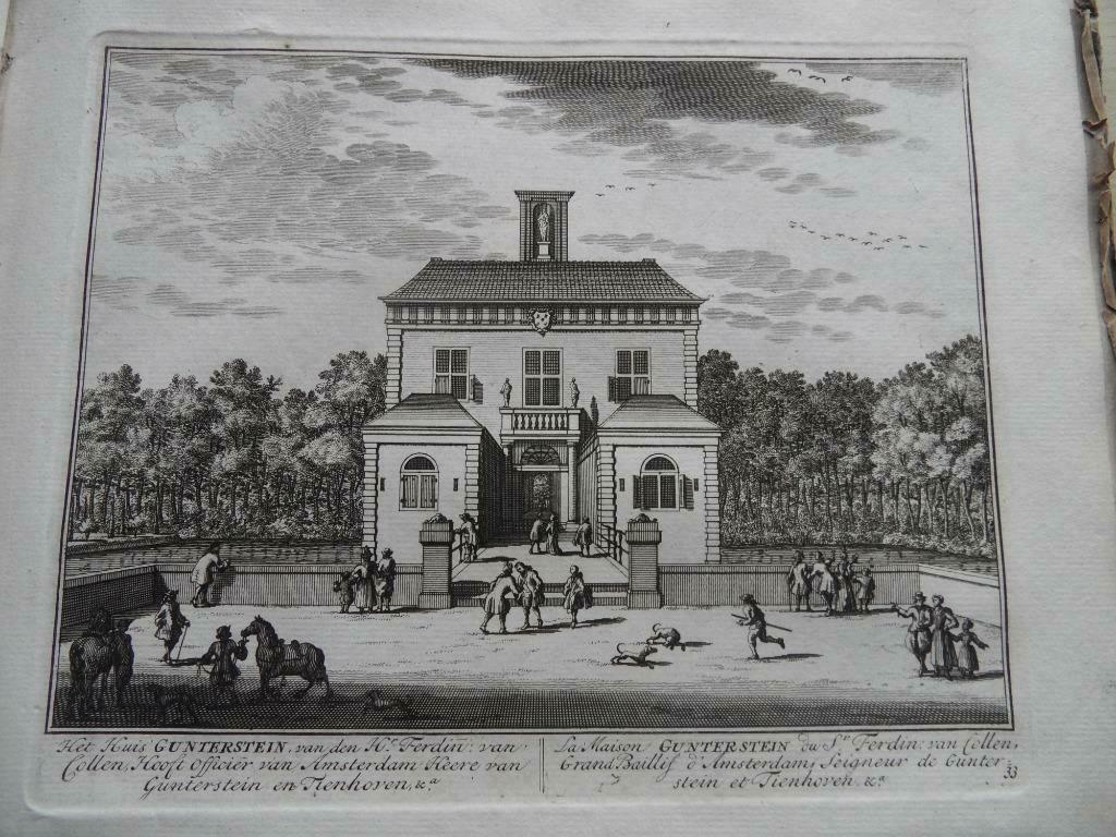33/ Breukelen Huis Gunterstein Kopergravure1719, Ophalen of Verzenden