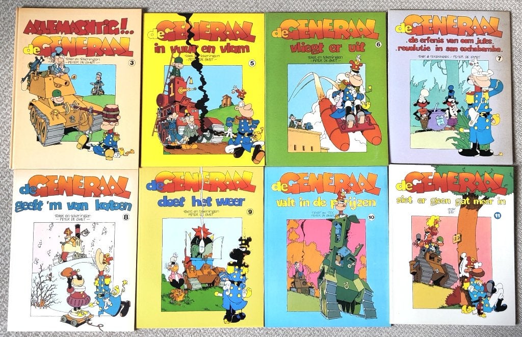 8 stripalbums van de Generaal  vanaf 1977, Meerdere stripboeken, Ophalen of Verzenden, Zo goed als nieuw