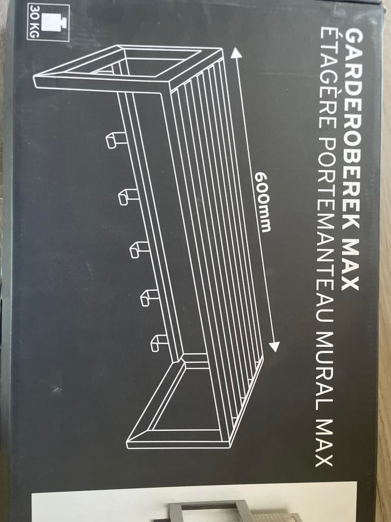 Garderoberek Max met hoedenplank en 6 haken - Zwart metaal, Nieuw, Minder dan 100 cm, Metaal, Ophalen