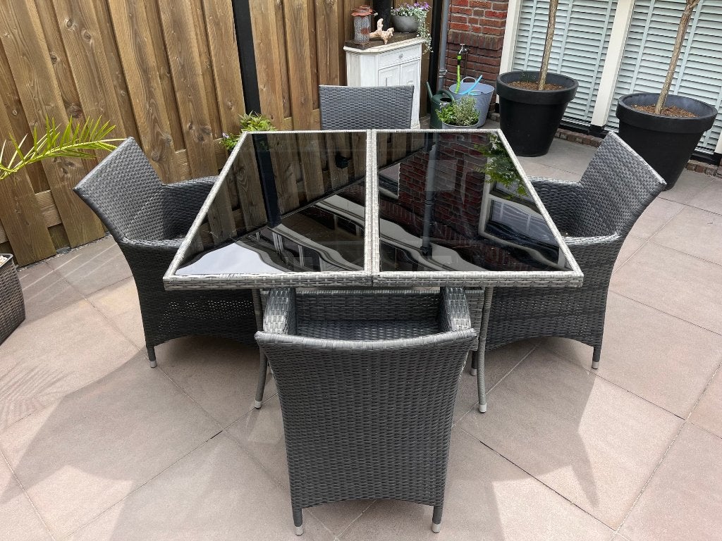 Vida XL Tuintafel met 4 stoelen, Ophalen, 4 zitplaatsen, Gebruikt, Wicker