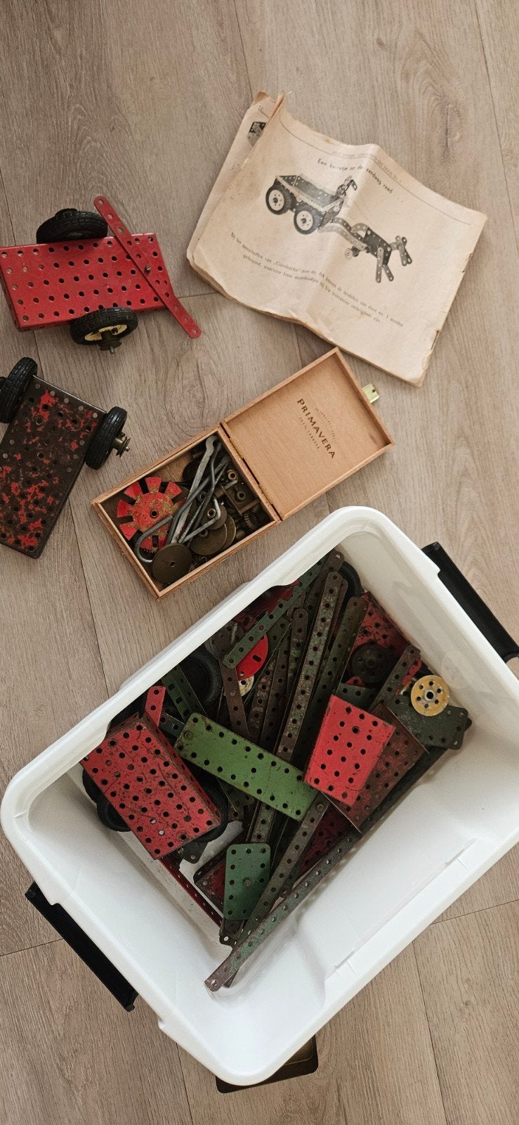 Vintage Meccano Bouwdoos met Handleiding en Extra Onderdelen, Ophalen of Verzenden