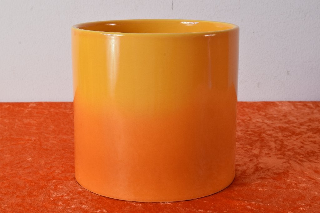 Grote retro vintage cilindrische fat lava stijl bloempot, Tuin en Terras, Rond, Binnen, Ophalen of Verzenden, Zo goed als nieuw