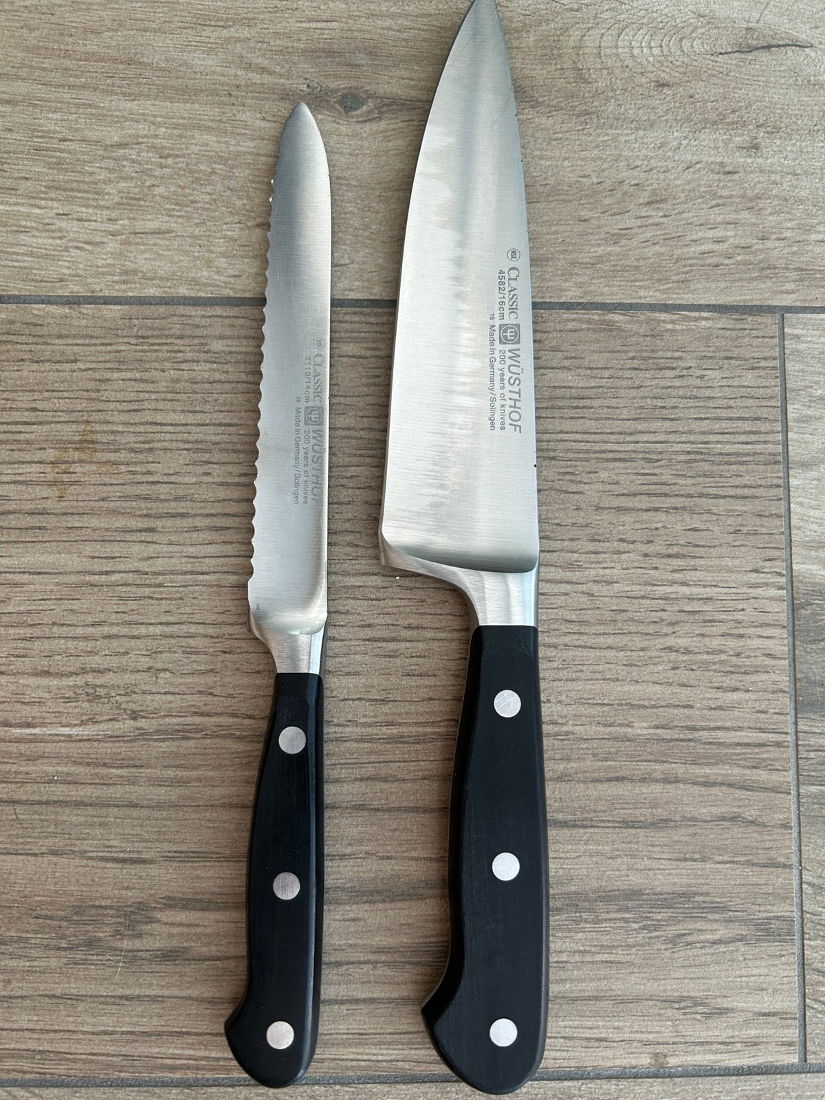 Wüsthof Classic messen set: 4582/16cm & 4110/14cm, Ophalen of Verzenden, Zwart, Metaal, Overige merken