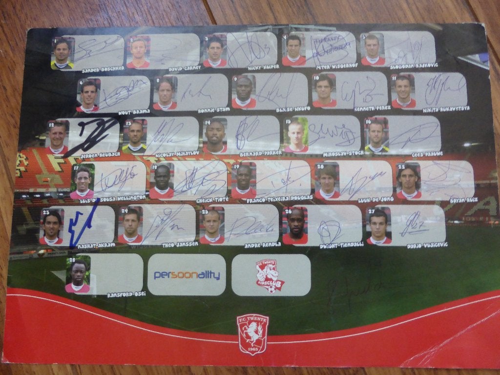 FC Twente handtekeningenkaart (A10), Verzamelen, Ophalen of Verzenden, Zo goed als nieuw, F.C. Twente, Vaantje of Sjaal