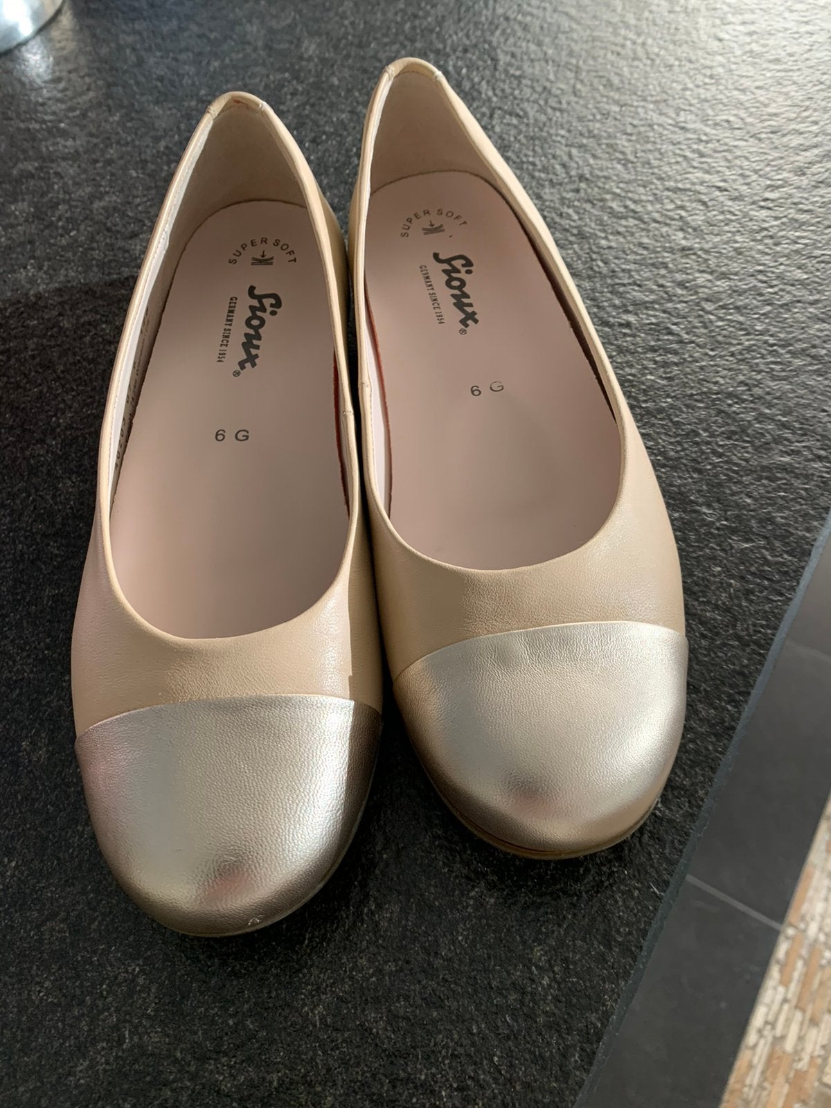Sioux leren beige ballerina’s maat 6 zgan, Verzenden, Beige, Ballerina's, Zo goed als nieuw