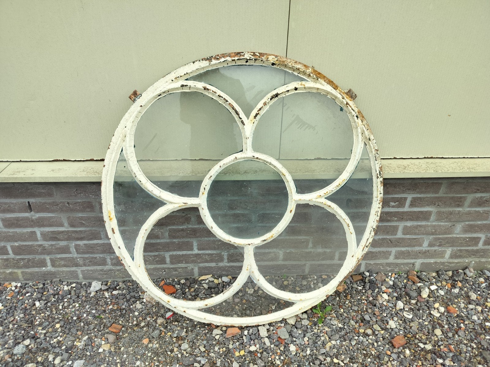 Stal raam rond 90 cm gietijzeren antiek orgineel oud kozijn, Ophalen, Gebruikt, 80 tot 120 cm, 80 tot 120 cm