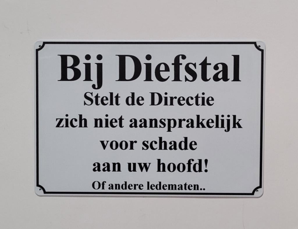 Bij diefstal schade hoofd reclamebord van metaal wandbord, Info@deconoord.nl, Deco Noord, Nieuw, Ophalen of Verzenden