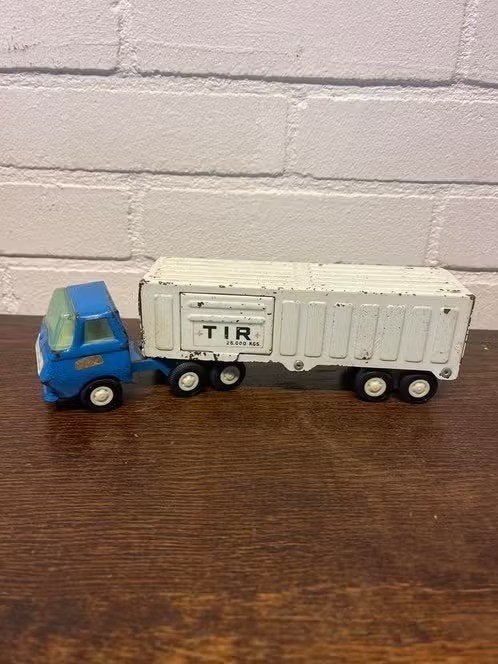 Vintage Speelgoed Sanson Vrachtwagen met Container - TIR, Ophalen of Verzenden