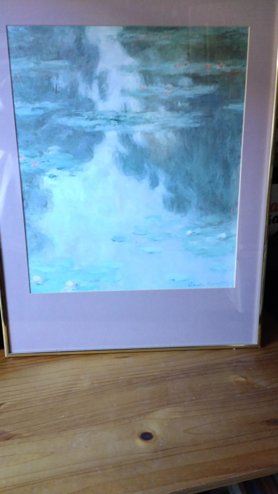 Monet-stijl Waterlelies Schilderij - Ingelijst, Antiek en Kunst, Kunst | Schilderijen | Klassiek, Ophalen, Maritiem / water, Impressionistisch