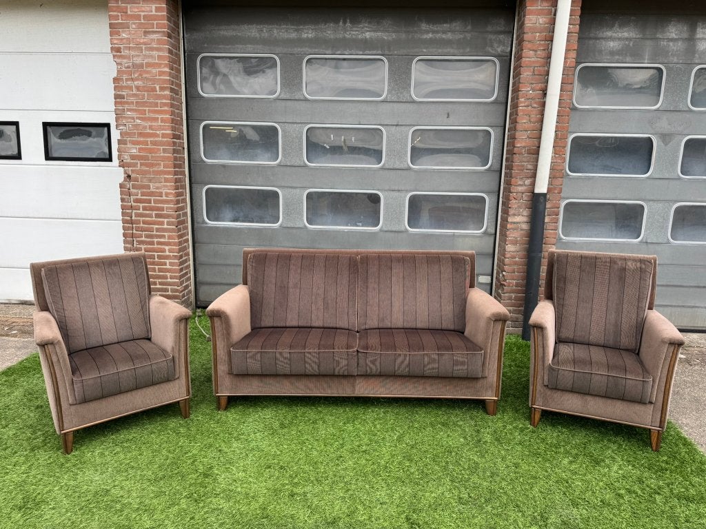 Bankstel senioren bank stof met 2 fauteuils/stoelen, Ophalen, Geen, 75 tot 100 cm, Zo goed als nieuw