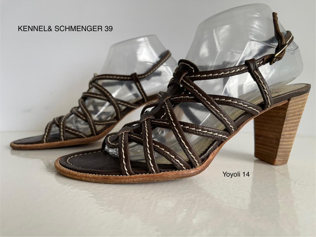14) K&S Kennel & Schmenger Bruine Leren Pumps Maat 39, Bruin, Zo goed als nieuw, Sandalen of Muiltjes, Ophalen of Verzenden