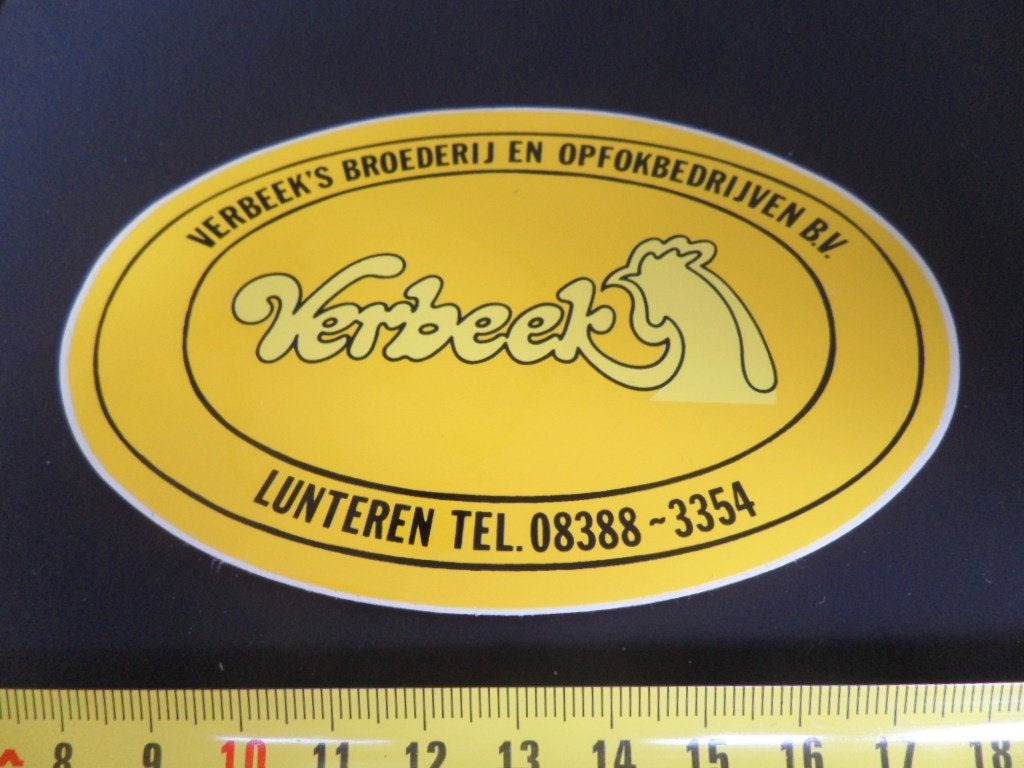 sticker Lunteren VERBEEK Broederij en opfokbedrijven bv, Verzamelen, Ophalen, Zo goed als nieuw