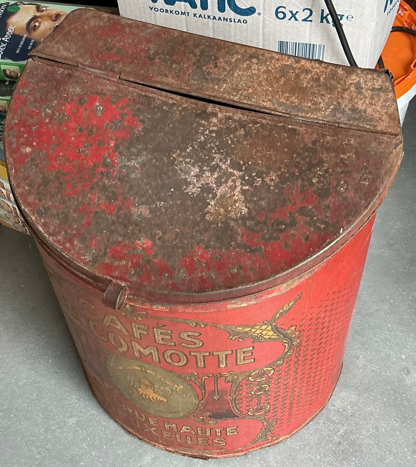 Oud koffieblik groot formaat, Ophalen, Gebruikt, Koffie