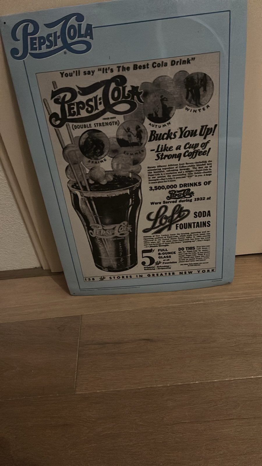 Vintage Pepsi-Cola Reclamebord - "It's The Best Cola Drink", Ophalen, Gebruikt, Reclamebord