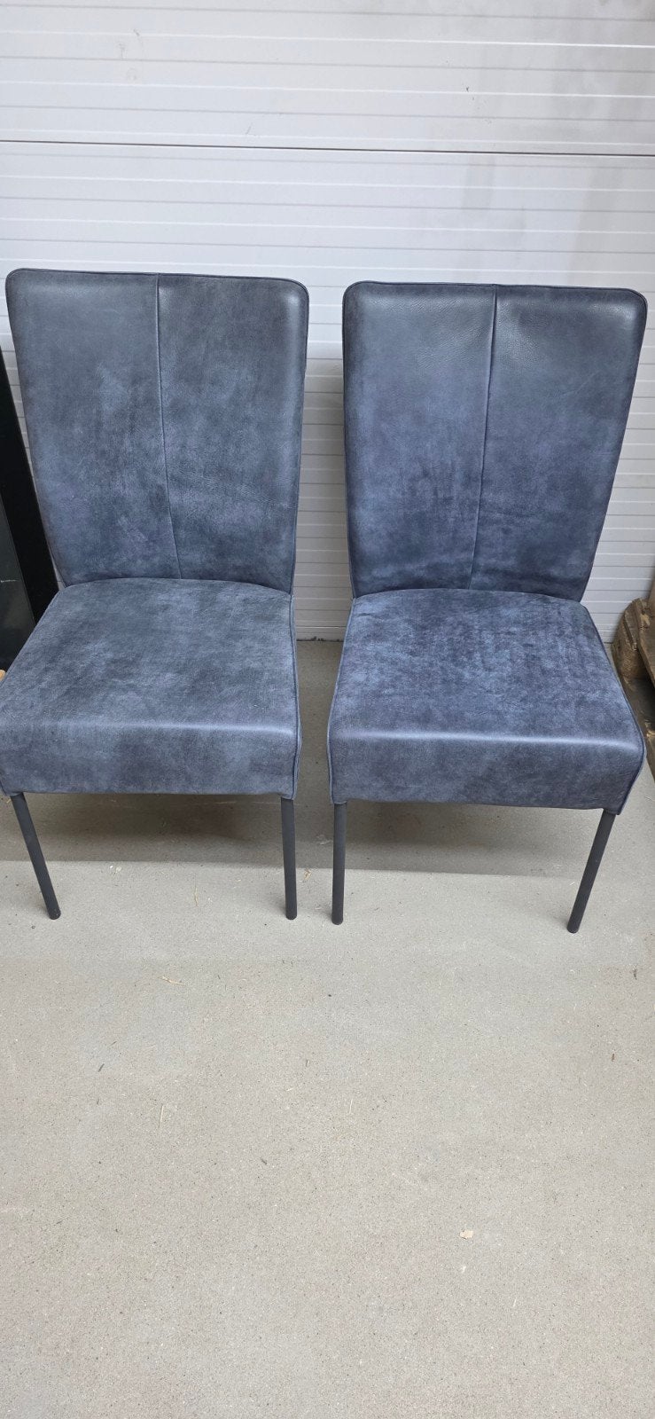 Set van 2 eetkamerstoelen - Echt leer, Ophalen, Gebruikt, Twee, Blauw
