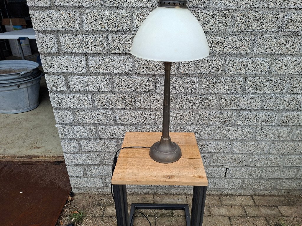 Foto 6 van mooie in nieuwstaat vintage franse bronse tafel lamp