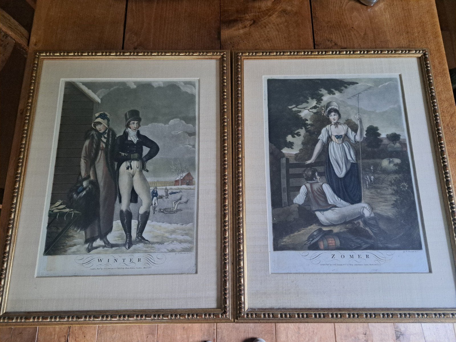 prachtige litho's zomer en winter, Ophalen of Verzenden