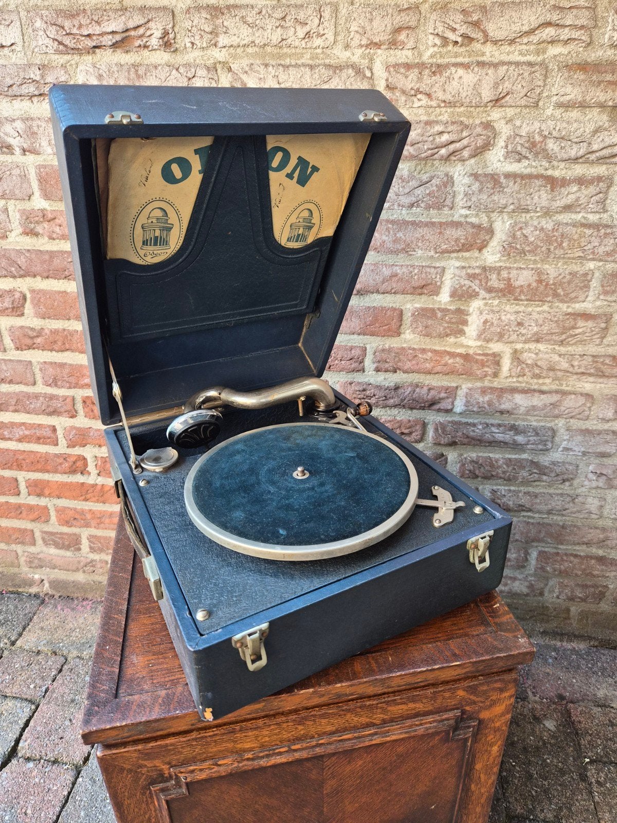 Antieke Grammofoon koffer met Accessoires, Ophalen, Gebruikt, Platenspeler, Overige merken