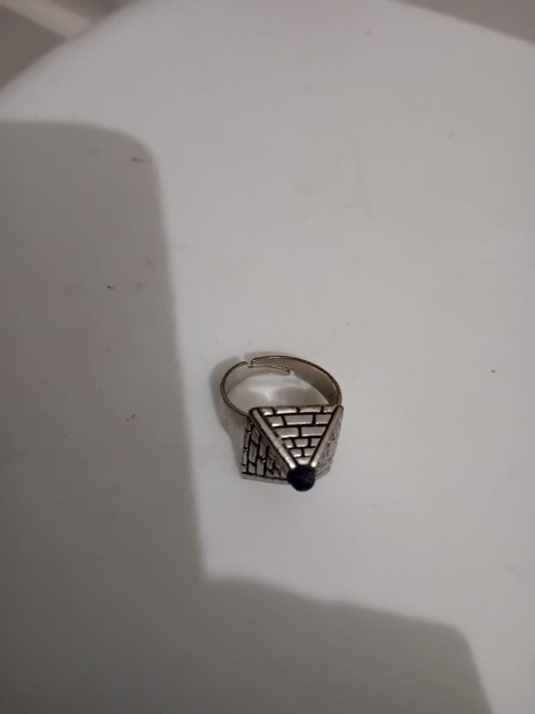 Vintage verzilverde bronzen ring met lapis lazuli, Sieraden, Tassen en Uiterlijk, Ringen, Ophalen, Zilver, Zilver, Dame