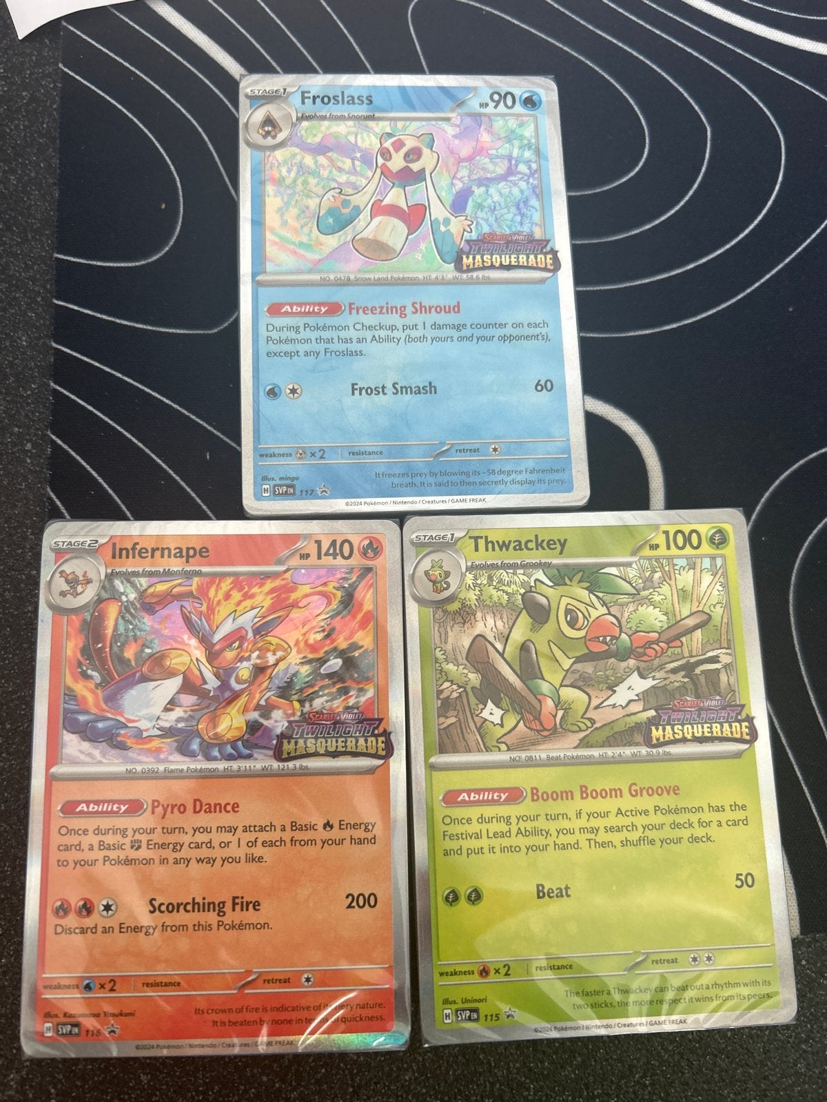 Pokémon: Froslass 117, Infernape 116, Thwackey 115 promo’s, Ophalen of Verzenden, Zo goed als nieuw, Meerdere kaarten