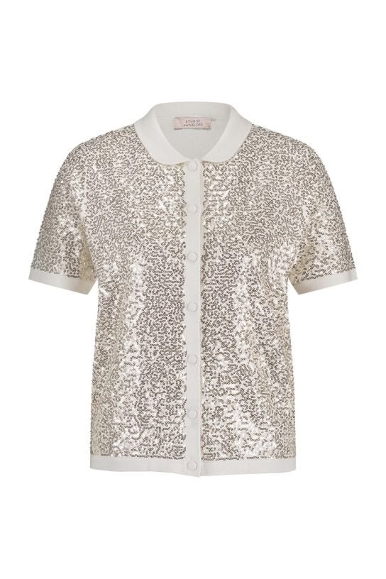 Studio anneloes petra pailletten pullover trui / vestje L, Beige, Maat 42/44 (L), Ophalen of Verzenden, Zo goed als nieuw
