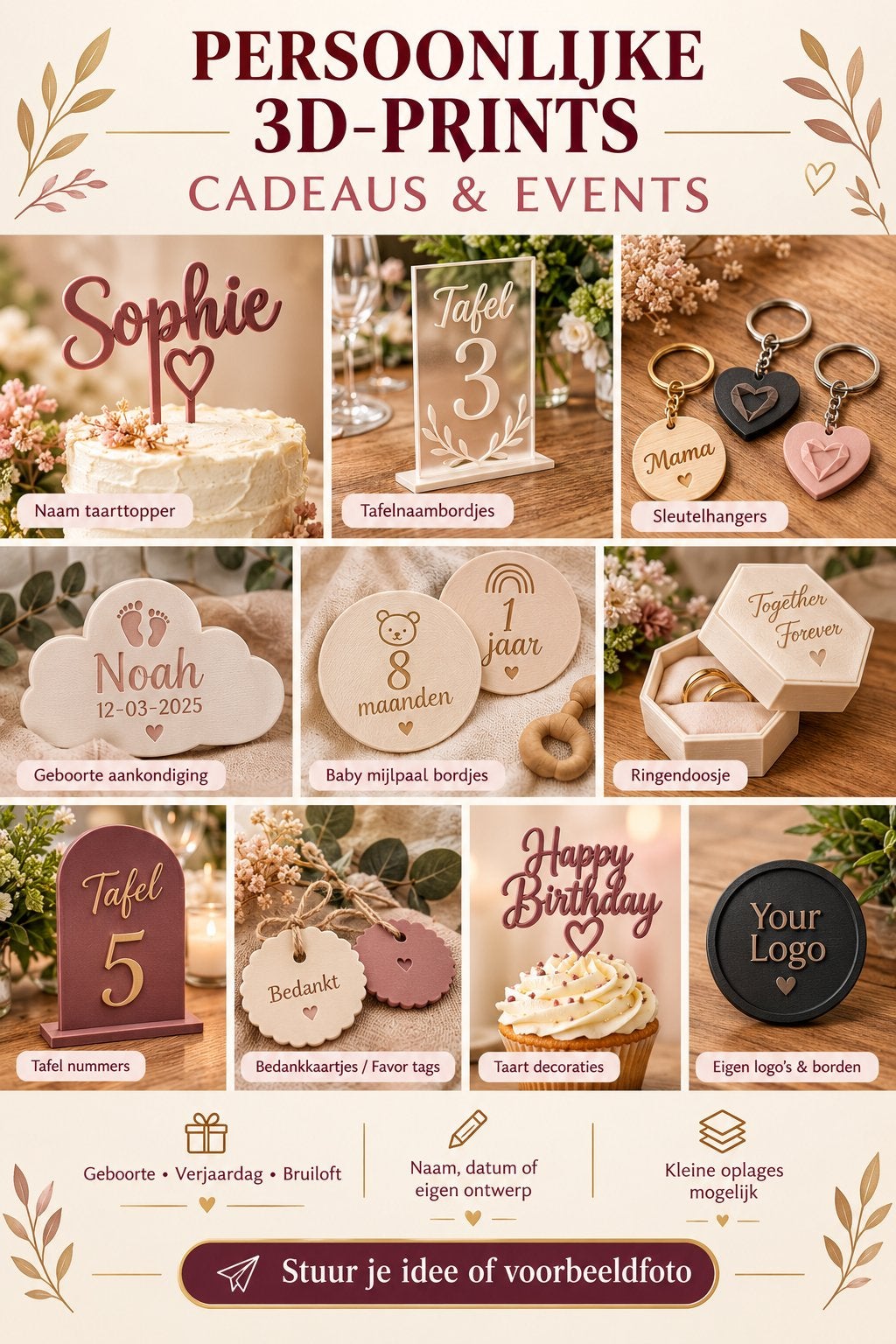 Gepersonaliseerde 3D Prints – Geboorte, Verjaardag, Ophalen of Verzenden, Zo goed als nieuw, Tarot of Kaarten leggen, Overige typen