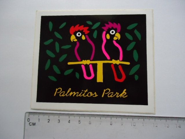 sticker oud Vogel Park Palmitos strip pop art papagaai, Verzenden, Zo goed als nieuw, Bedrijf of Vereniging