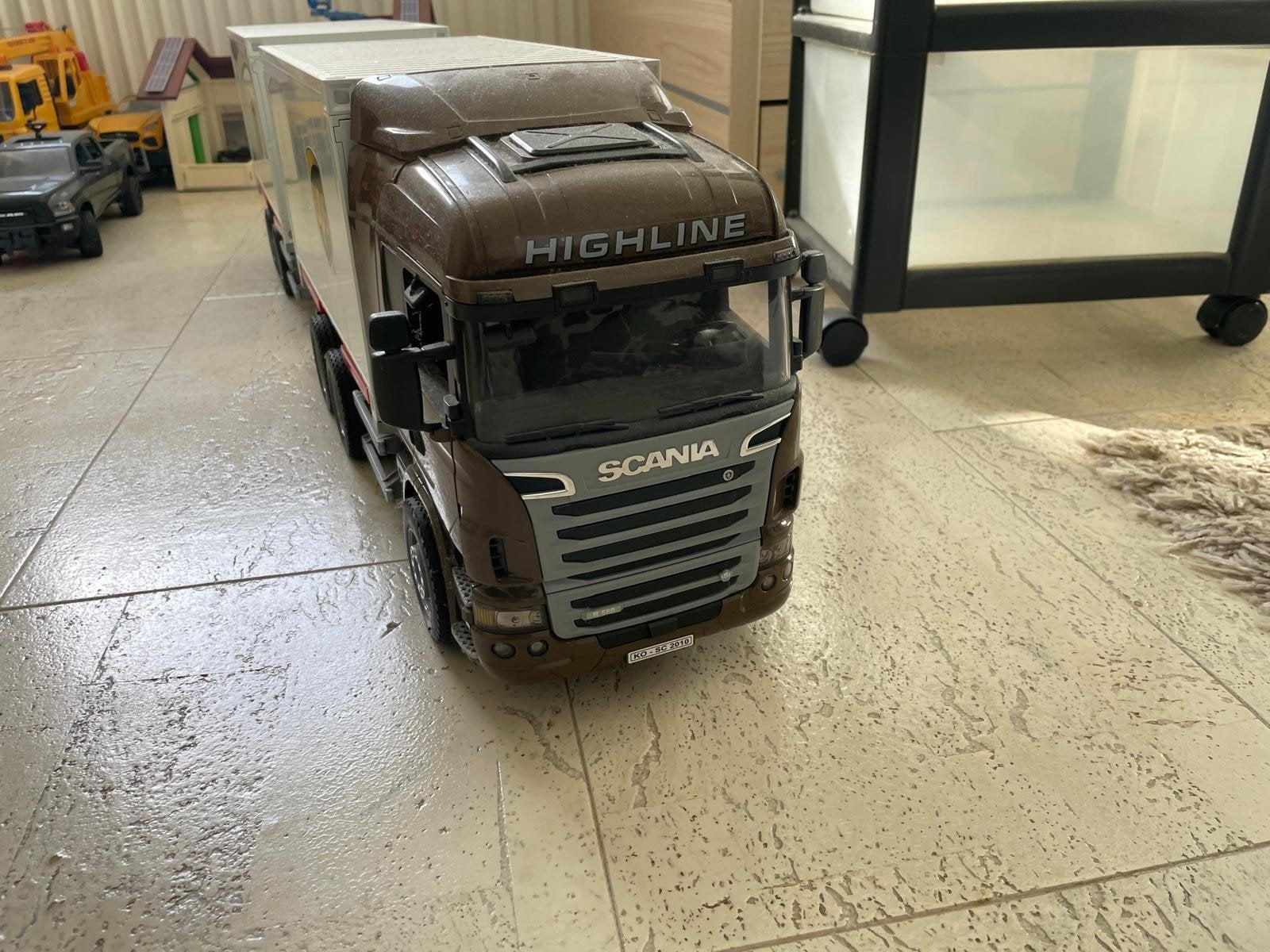 Bruder UPS Scania Vrachtwagen met Dubbele Trailer Speelgoed, Ophalen, Gebruikt