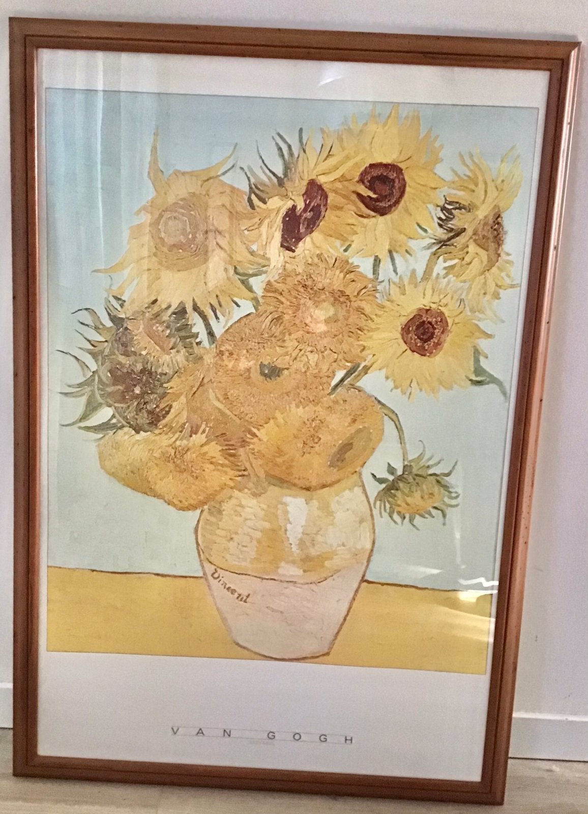 VAN GOGH — SUNFLOWERS — MOOIE INGELIJSTE PRINT, Gebruikt, Ophalen of Verzenden, Print, 75 – 100