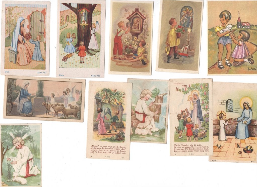 11 vintage Heiligen/Devotie Prentjes, Verzamelen, Verzenden, Bidprentje