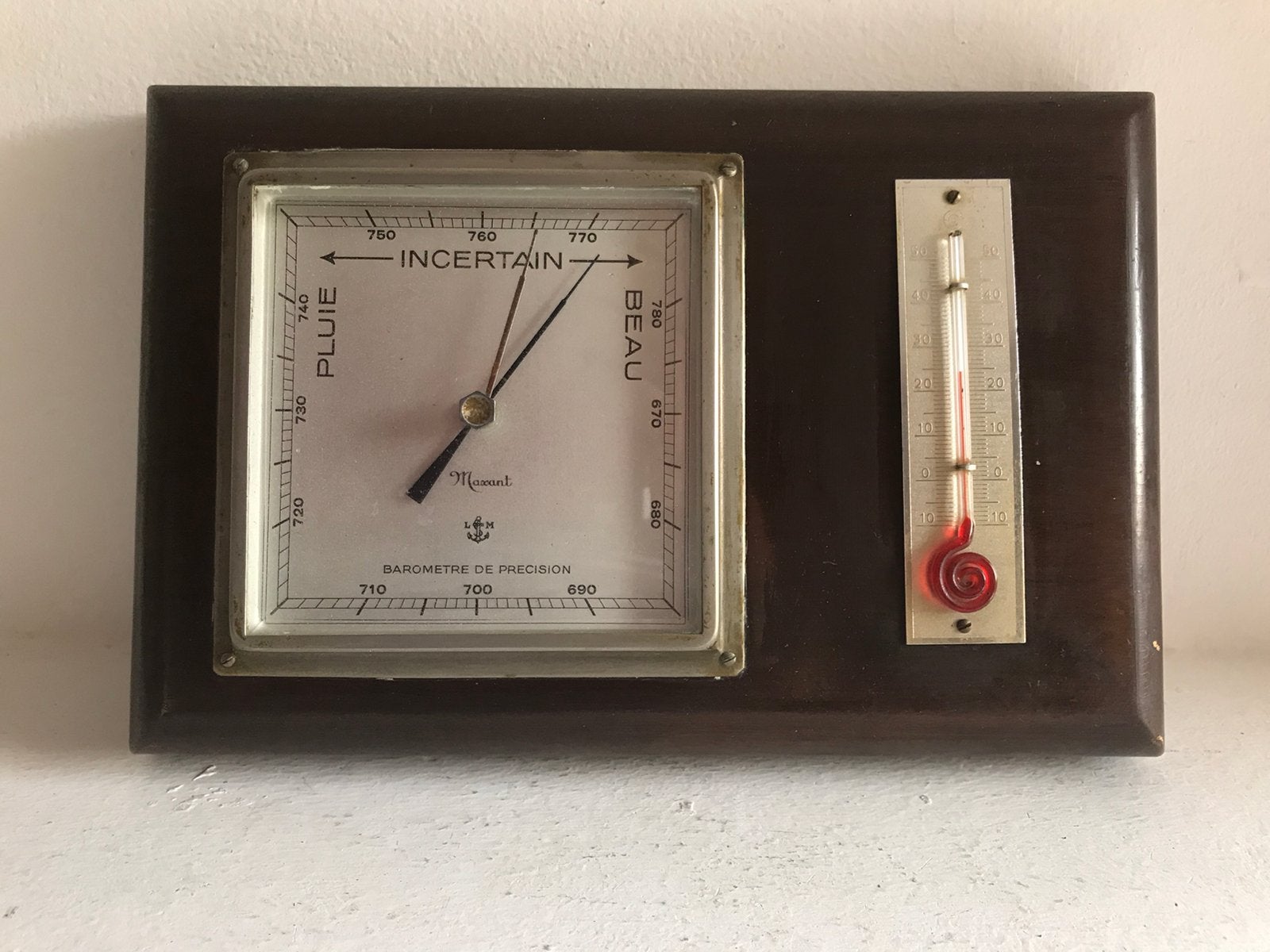 Barometer thermometer Maxant Precision vintage, Ophalen of Verzenden, Gebruikt, Barometer