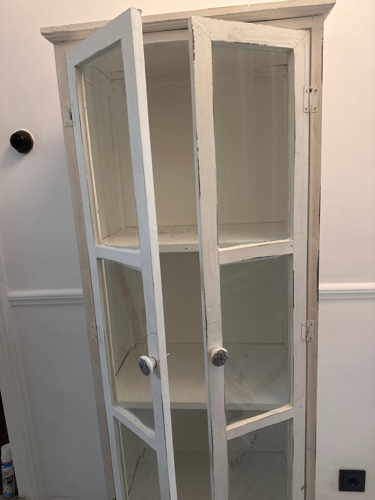 Brocante Vitrinekastje - Keuken, Badkamer, Kinderkamer, Huis en Inrichting, Kasten | Vitrinekasten, Gebruikt, Minder dan 100 cm