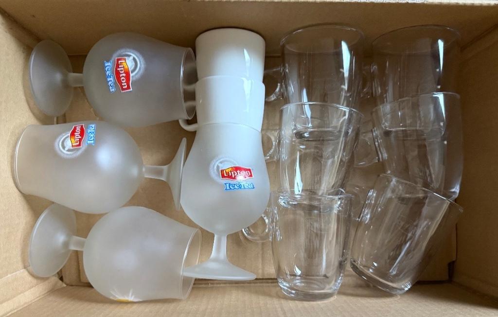 Icetea en pickwick theeglazen glazen, Ophalen, Zo goed als nieuw
