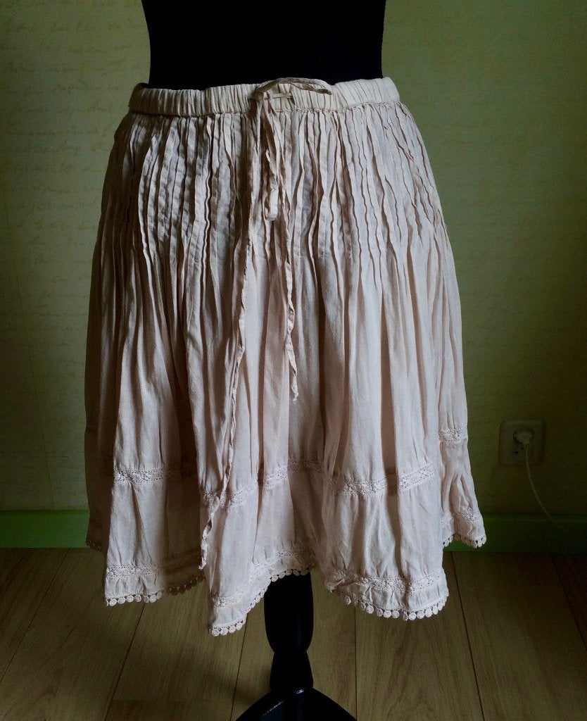 Summum gevoerde katoenen rok met kanten details, Kleding | Dames, Maat 38/40 (M), Summum Woman, Beige, Ophalen of Verzenden