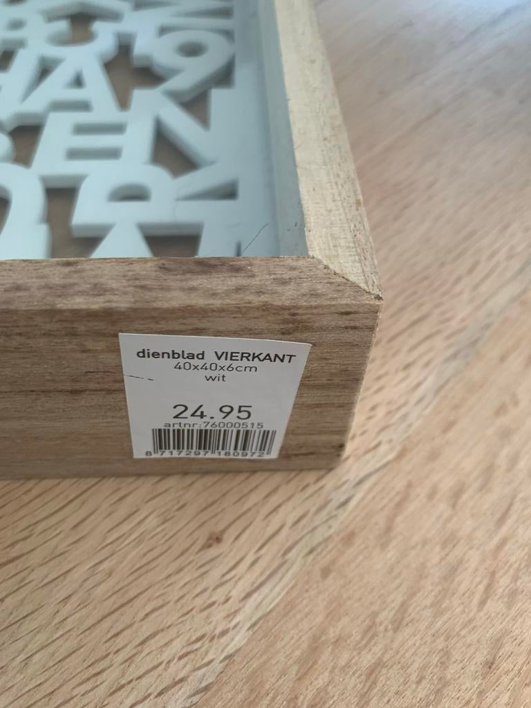 Nieuw dienblad met letters, 40x40x6cm, Ophalen of Verzenden, Nieuw, Vierkant, Hout