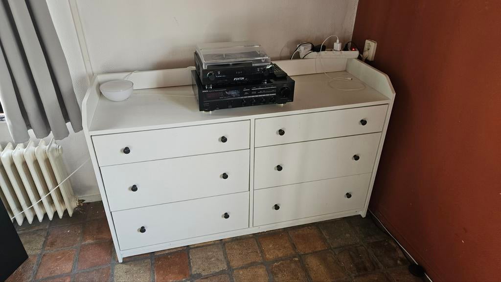 IKEA HAUGA ladekast met 6 lades, wit, Huis en Inrichting, Ophalen, Gebruikt, 100 tot 150 cm, 5 laden of meer