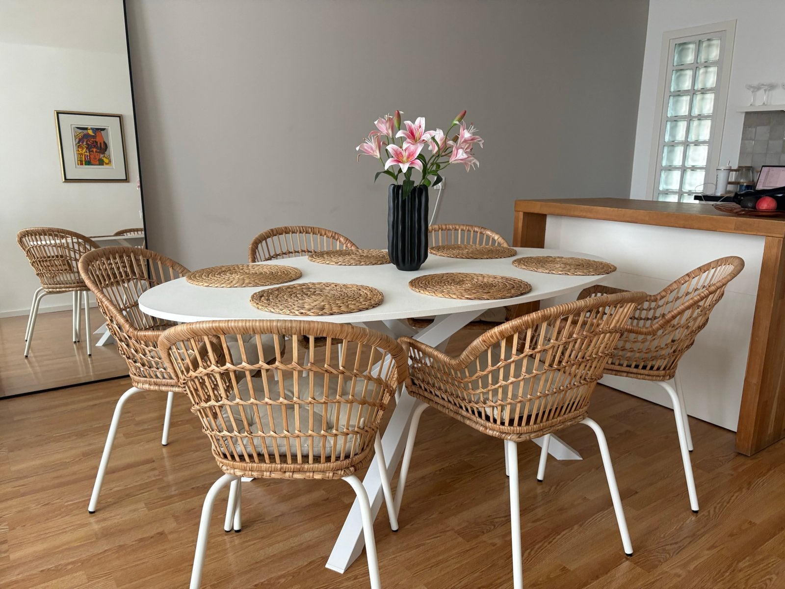 Ovale eettafel MARIEDAMM + 6 NILSOVE stoelen OOK LOS TE KOOP, Ophalen, 100 tot 150 cm, Zo goed als nieuw, Vijf personen of meer