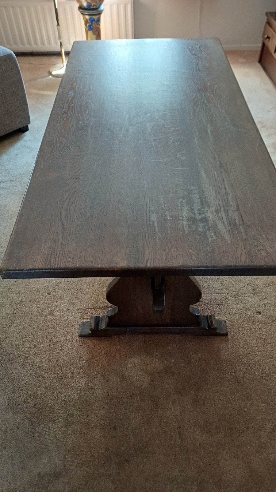 oude zware houten tafel, Ophalen