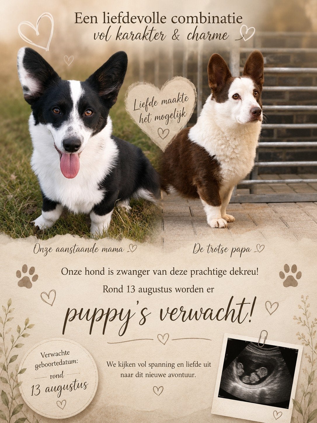 welsh corgi pups verwacht, Dieren en Toebehoren, Honden | Niet-rashonden, 8 tot 15 weken, Geslacht onbekend, Meerdere, Middel