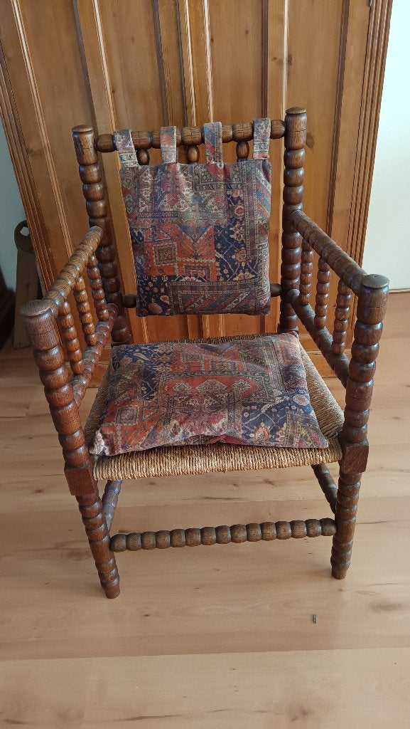 Antieke Bobbin stoel met Geweven Zitting en Kussens, Antiek en Kunst, Ophalen