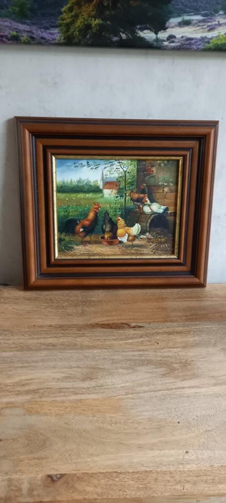 Kippen schilderij van C.Franco., Antiek en Kunst, Kunst | Schilderijen | Klassiek, Ophalen