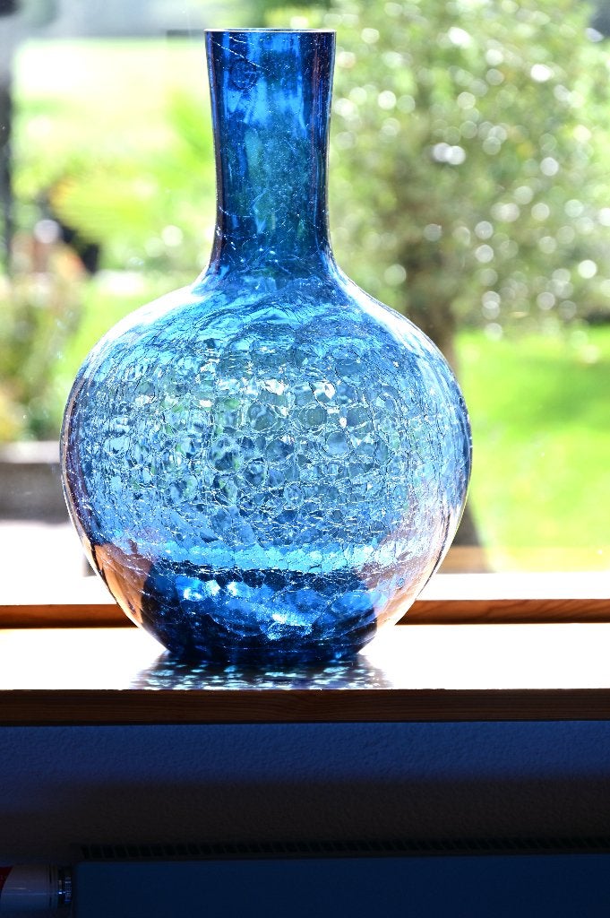 POLS POTTEN gecraq. glas BallBody Vaas L van € 230 v € 50 nw, Blauw, Nieuw, Ophalen of Verzenden, Glas