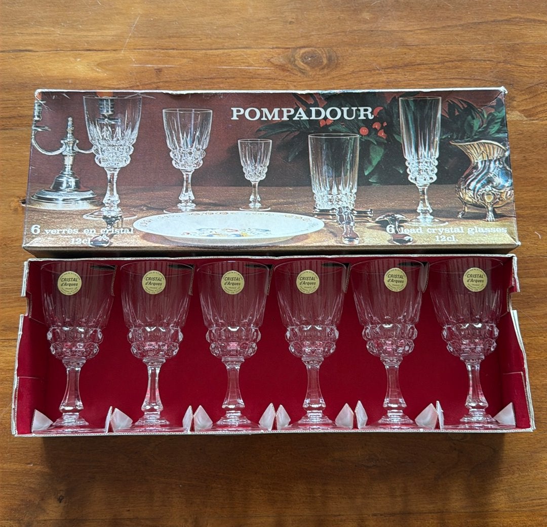 6 Cristal d’Arques Pompadour wijnglazen, Ophalen of Verzenden, Zo goed als nieuw, Overige typen